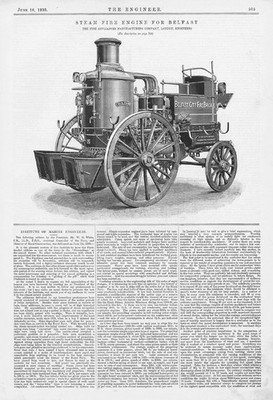 BELFAST Stadtfeuerwehr 2 x antike Drucke 1893