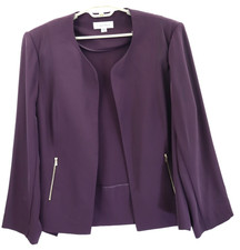NEW CALVIN KLEIN Women's Polyester Blazer Jacket Long Sleeve Dark Purple 24W