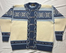 Nordstrikk  Norwegian Pure Virgin Wool Metal Clasp Vintage Sweater Large Blue