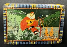 antike alte Blechdose Kekse BISCUITS PAREIN Pierrot Gitarrenlaute Art Déco 1920