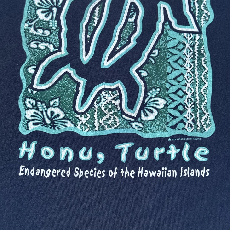 Винтажная гавайская рубашка с зеленой морской черепахой мужская L Honu графика искусство серфинга - Изображение 4 из 4