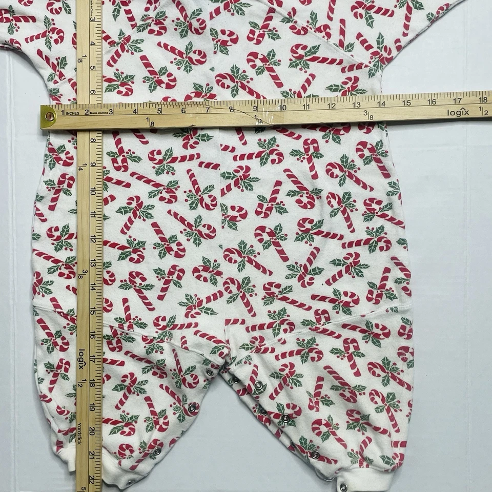 VTG 80s L’Agneau D’or Candy Cane Baby Romper 12-18M Holiday PJ Made in Greece - Image 3 of 4