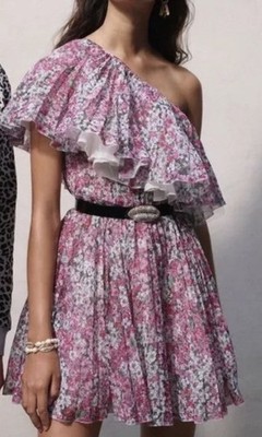 GIAMBATTISTA VALLI x H&M Pink Floral One Shoulder Mini Dress UK 8 EU 36 NWT Rare