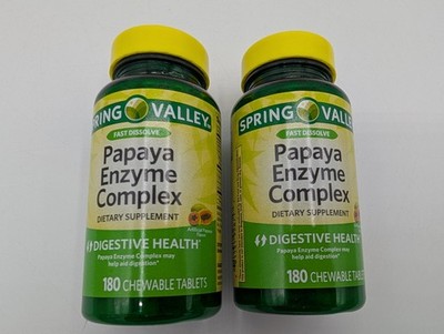 (2 pack) Papaya Enzyme Complex Chewable Tablets Dietary Supplement, 180 Count