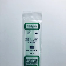 Evergreen 115 Styrene Plastic Strips 0.015"x 0.100" x 14" (10)