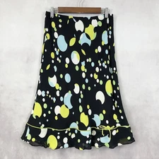 Lily Womens Skirt Large Black Polka Dot Retro Mod Y2K Ruffle Hem Party Whimsy
