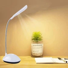 Foldable LED Desk Lamp Battery Powered NightLight Studying Bedroom (White Light)
