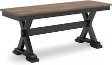 Wildenauer Farmhouse 50" Dining Bench, Dark Brown & Black