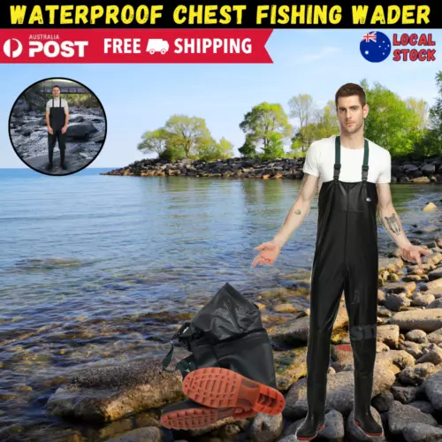 Wader PVC Jacket Pant Waterproof Rain Bib &Brace Overall Fishing Outdoor Trouser