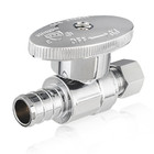 EFIELD 1/4" OD Compression x 1/2" pex 1/4 Turn Straight Stop Valve Chrome Plated