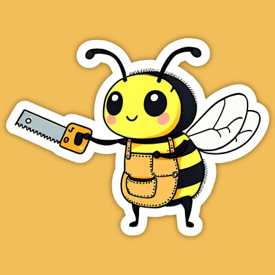 Carpenter Bee Insect Saw Construction Cute 4'' Vinyl Sticker