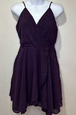 Windsor dark purple short dress size medium flowy spaghetti straps wrap front