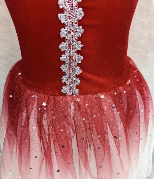 VETEMENTS Abito da balletto tutù paillettes rosso per bambini ragazza abbigliamento da performance abbigliamento da balletto gonne
