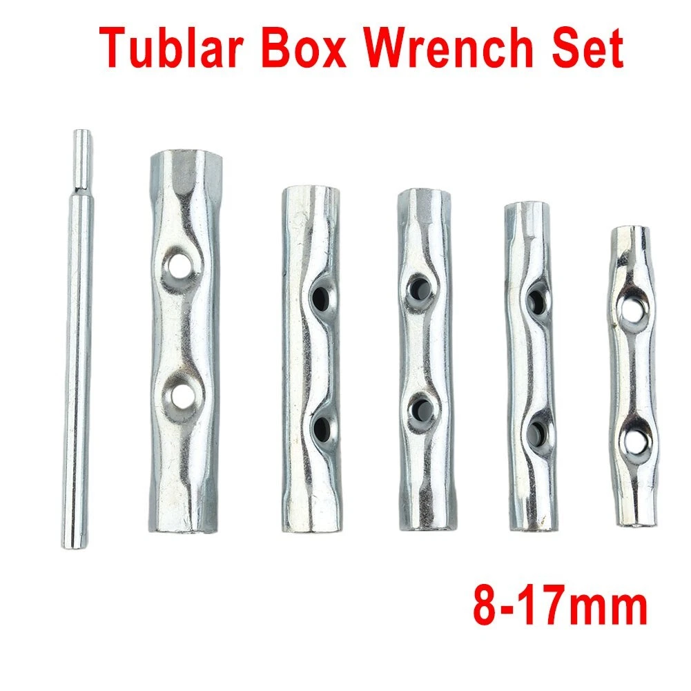 6PC 8 17mm Metric Tubular Box Wrench Set Tube Hollow Socket Wrench