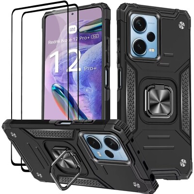 Silikon Hülle für Xiaomi Redmi Note 12 Pro+ mit 2 Schutzfolien   Schwarz