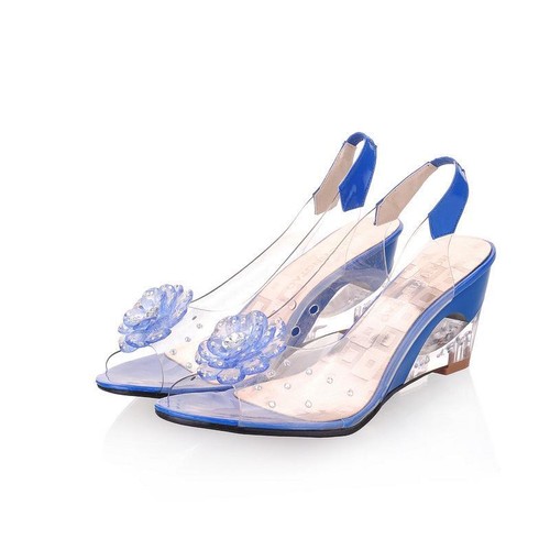 Women Candy Colors Flower Rhinestone open Toe Wedge Heel Shoes Sandals plus sz - Picture 11 of 14