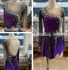 Ice Skating Adult Figure skating Dress Gymnastics Costume purple dyeing