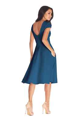 DRESS the POPULATION Livia Peacock Blue Fit Flare Open Back Cocktail S =  4/6 EUC | eBay