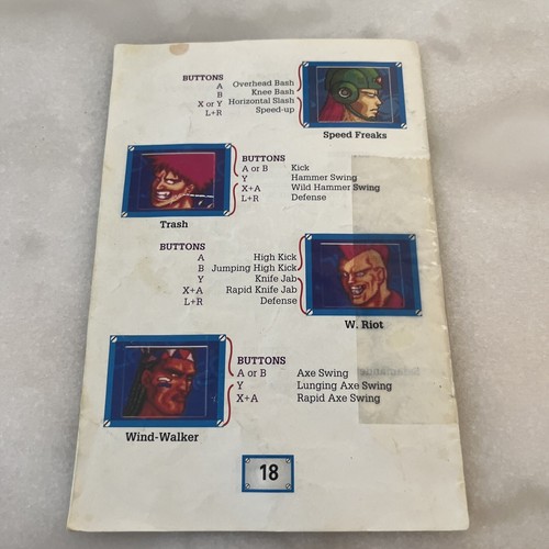The COMBATRIBES Super Nintendo SNES Game Original TECHNOS 1992 Instruction Book - Picture 15 of 15