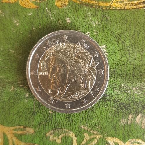 2 Euro Münze Italien 2012 Dante Alighieri, sehr sehr selten der Jahrgang  !!!!! - Bild 1 von 2