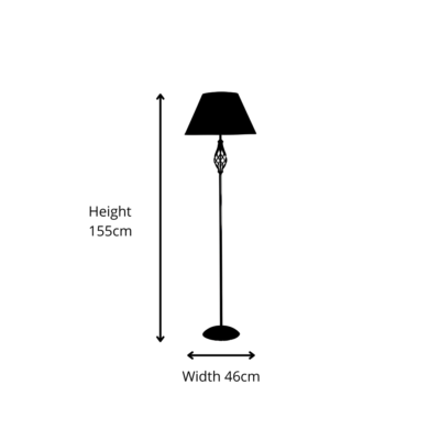 Kingswood Barley Twist Traditional Floor Lamp Shiny Gunmetal Cream