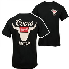 Coors Banquet Rodeo Horns Logo Front and Back Print T-Shirt Black