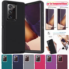 For Samsung Galaxy Note20 Ultra 5G Heavy Duty Phone Case Cover+Tempered Glass