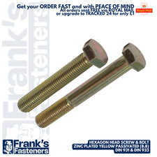 M5 M6 M8 M10 M12 M14 ● HEXAGON SCREWS HIGH TENSILE YELLOW ZINC PLATED STEEL