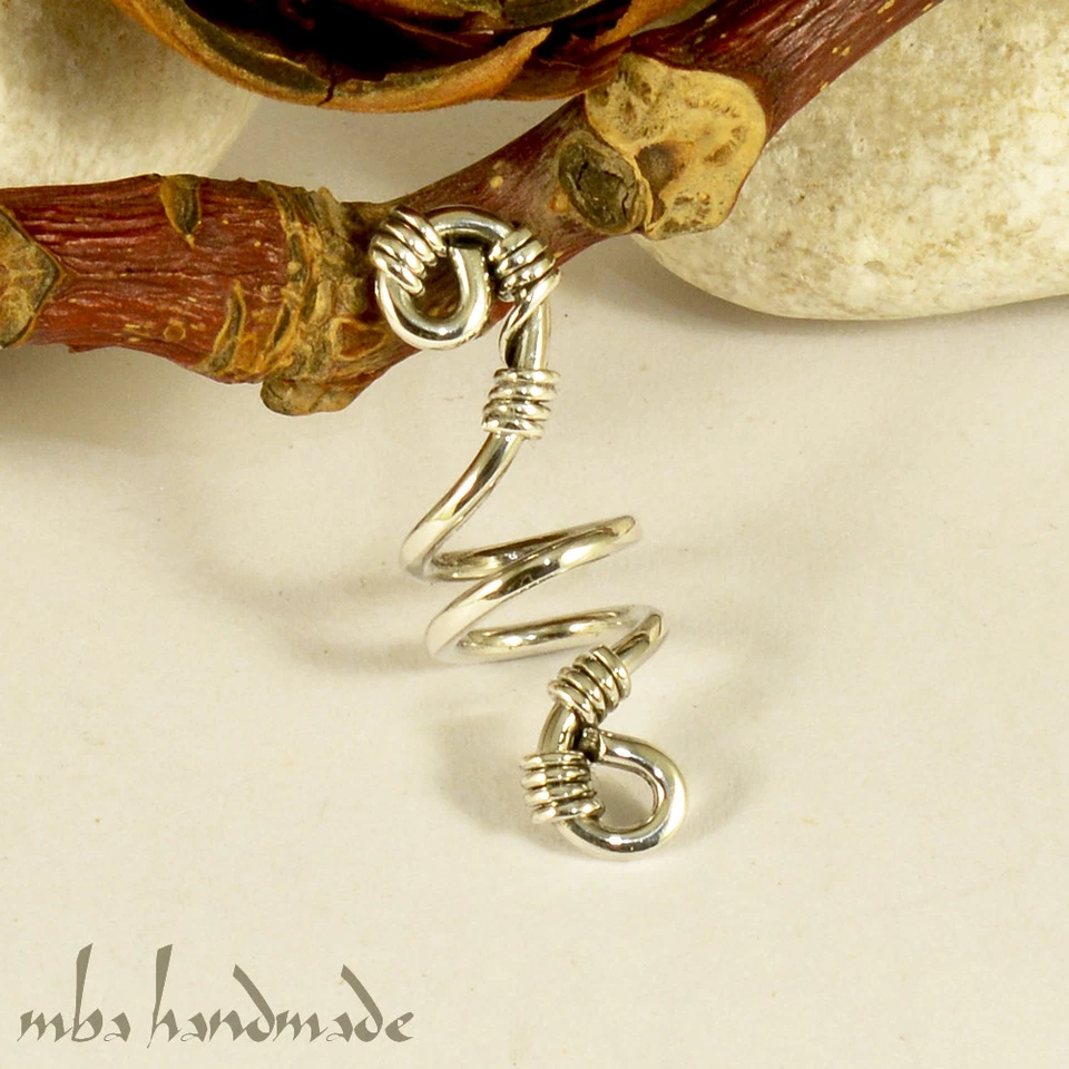 Espiral Plata Esterlina Vikingo Cuentas Barba Joyería Rastas Accesorio para Cabello Foto 2 de 4