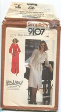 SIMPLICITY 9107 MISSES' DRESS IN 2 LENGTHS & TIE BELT SZ 18 UNCUT 1979