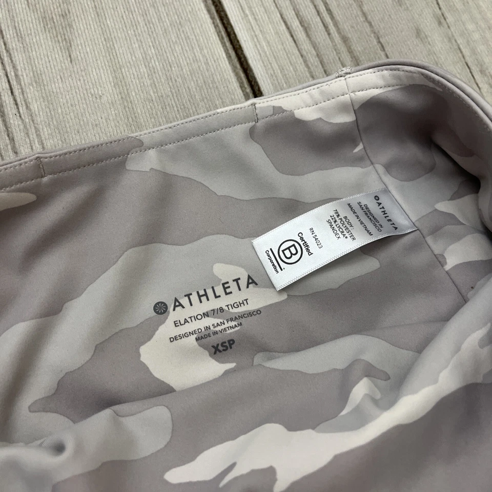 Athleta Mujer Elation Camuflaje 7/8 Apretado Taupe Off White 21” Entrepierna Talla XSP Foto 3 de 4