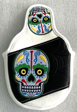 LIMITED PRODUCTION SUGAR SKULL EMBROIDERED MAGNETIC GOLF MALLET PUTTER COVER
