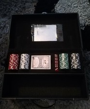 Valigetta fiches POKER mazzo carte gioco d'azzardo casinò las Vegas stock