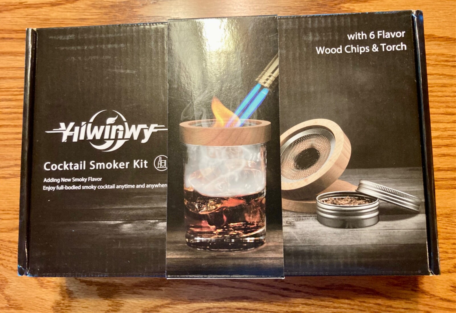 Yiiwinwy Cocktail Smoker Kit w/ Torch,Whiskey Smoker Kit w/ 6 Flavor Wood NEW