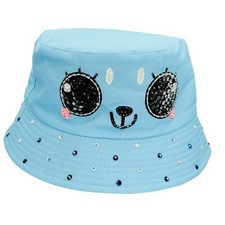 Kids Unisex Outdoor Sunshade Spring/Summer Bling Expression Bucket Hat Blue 3-8y