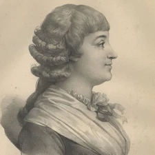 Portrait Manon Roland Revolution Grevedon Original Folio Lithograph 19th Century