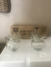 4 HOMCO 1189-1BL Home Interiors Ruffled Glass Peg Votive Cup candleholders w/box