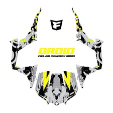 Kit de calcomanías gráficas de carreras de droides amarillos aptas para 13-16 Can-Am Maverick 1000R XDS Turbo