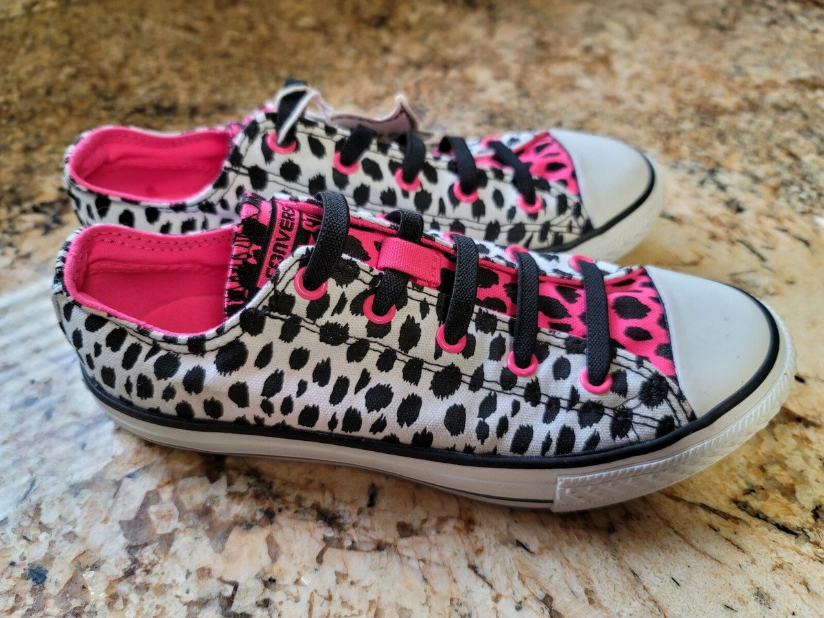 Converse All Star Sneakers Low-Top Black White Pink Cheetah