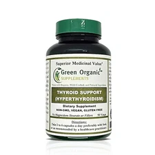 Green Organics THYROID & HYPERTHYROIDISM Support Vegan Capsules Non-GMO