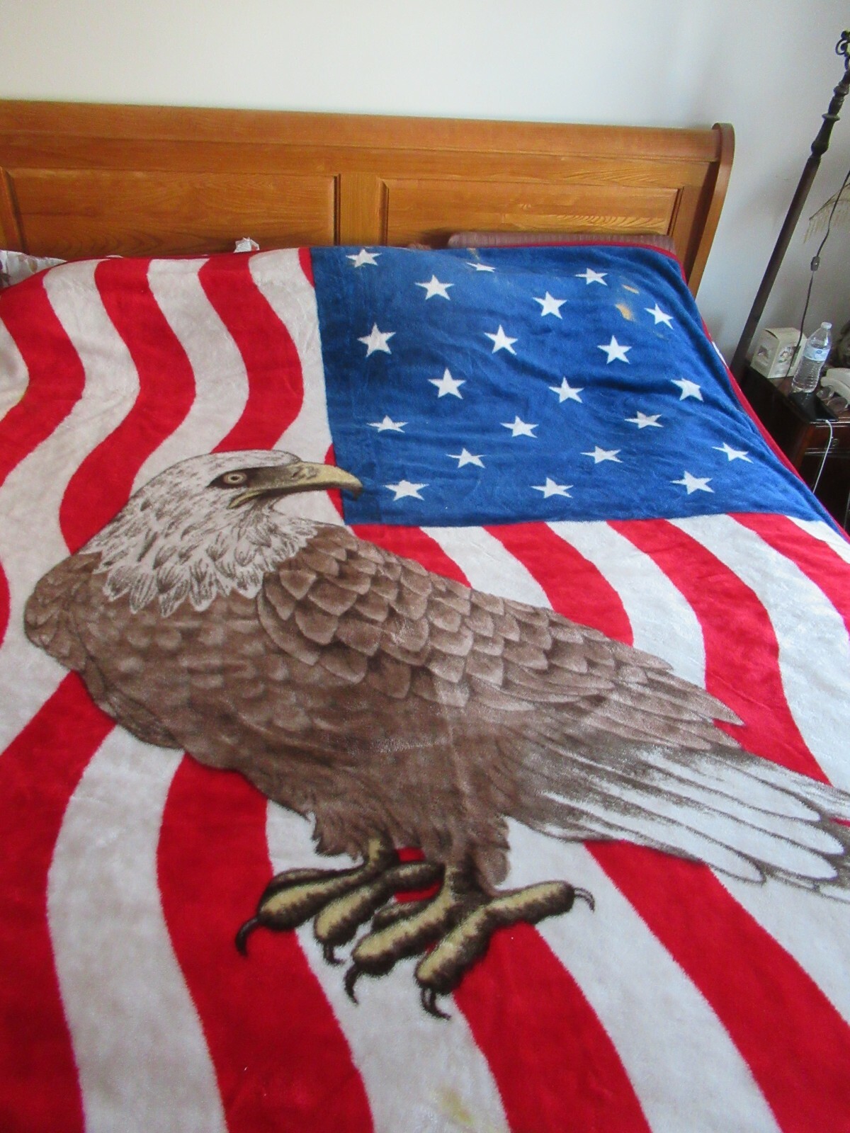 Patriotic blanket red white blue flag eagle blanket s… Gem