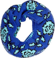 BETSEY JOHNSON Infinity Winter Scarf  Royal Blue Multi Rose Print  Neck Warmer