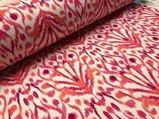 Pink Ikat Floral Fan Damask Flower Deco Fabric Paisley Cotton Material -280 wide