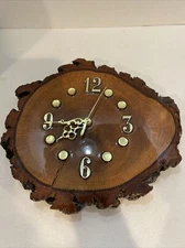 Vintage Rustic Slab Wood Handcrafted Wall Clock  size 12” x 10 1/2"