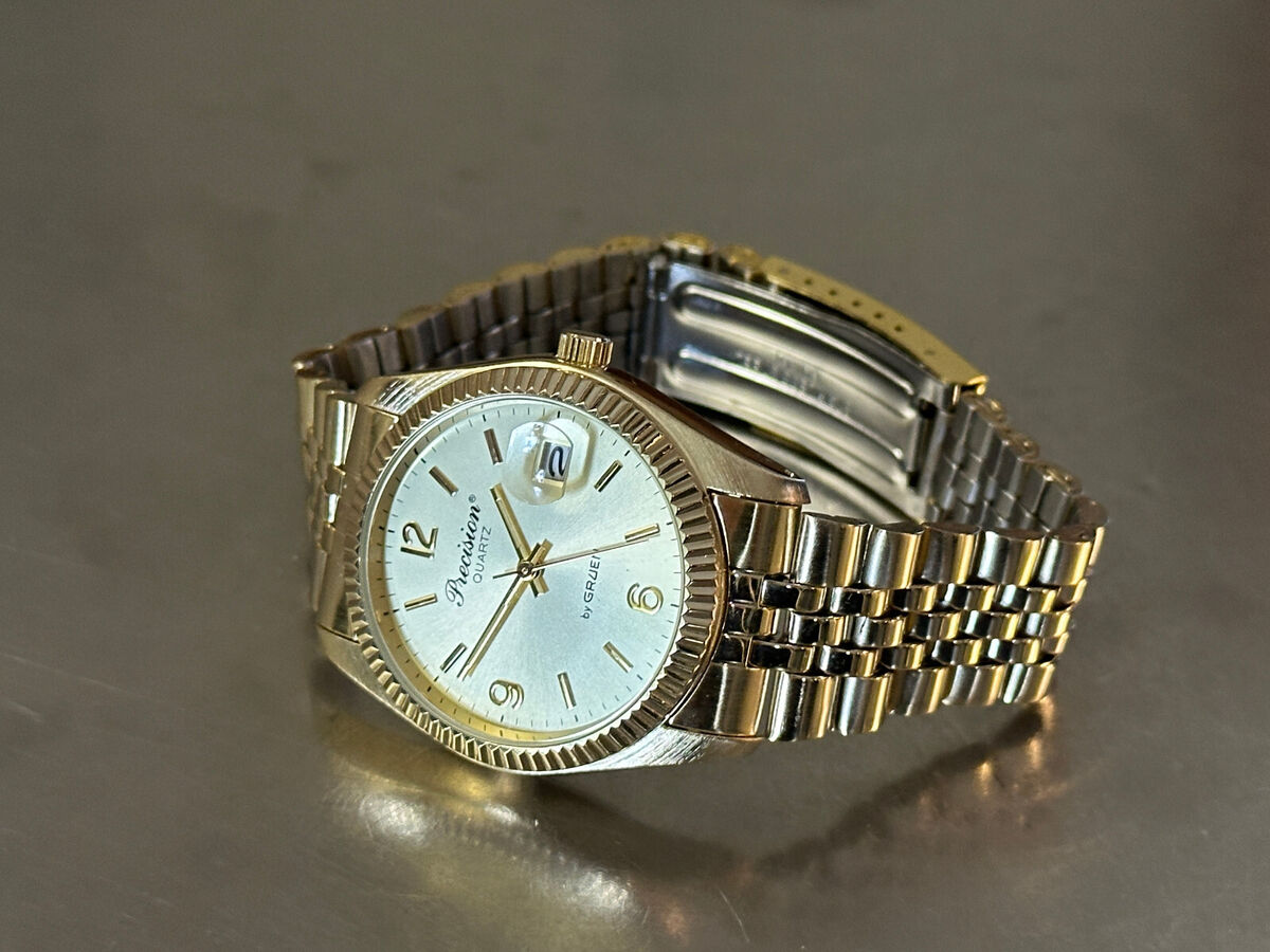 Gruen Precision Men's Watch Vintage Quartz Gold Tone Analog Gruen Precision Men's Watch Vintage Quartz Gold Tone Analog