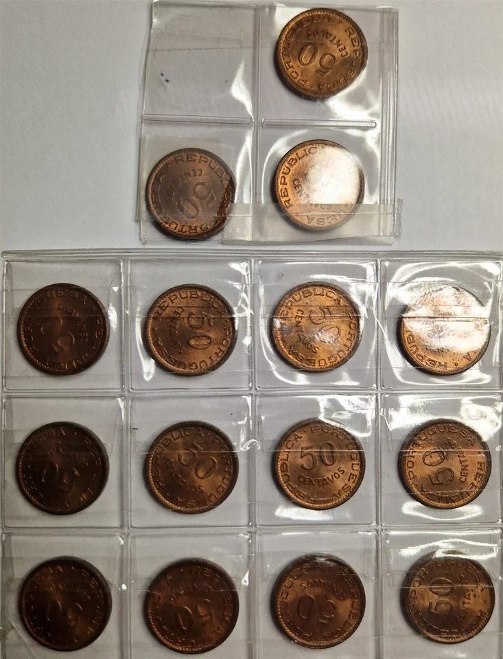 GUINEA BISSAU PORTUGAL Dealers lot 15x 50 centavos 1952 Luster Choice UNC #D - Image 4 of 4