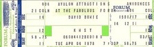 DAVID BOWIE 1978 ISOLAR II UNUSED FABULOUS FORUM CONCERT TICKET No. 6 / NM 2 MNT