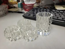 Vintage Cut Crystal Salt Cellars And Matching Toothpick Holder