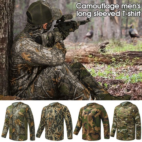 Outdoor Camouflage Sunscreen Hoodie Fishing Hiking Watching T-shirt. - Picture 3 of 24