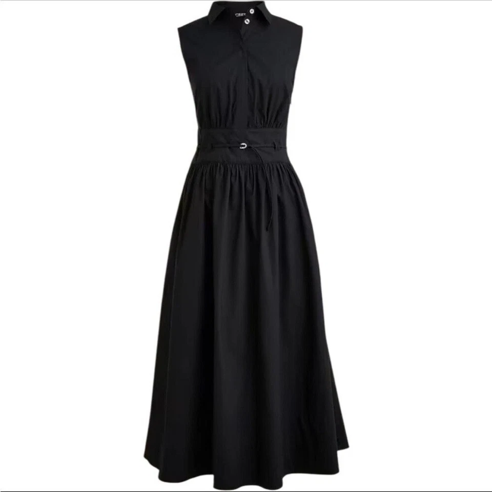 J Crew Camisa Cintura Ajustada en Algodón Popelina Mujer 2 Petite Negro Foto 3 de 4